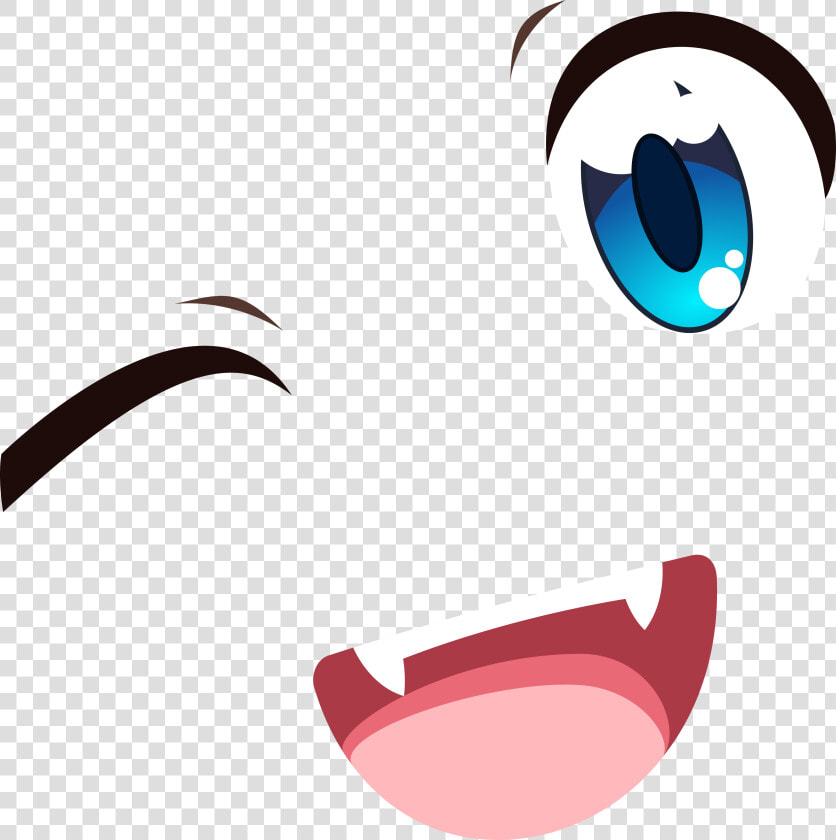 Blue Eyes Wink Smile   Anime Eyes And Mouth Png  Transparent PngTransparent PNG