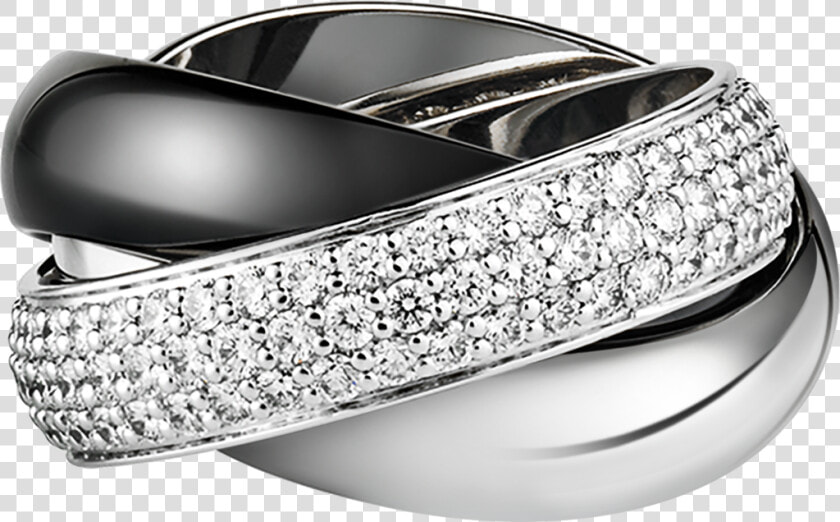 Combinatie Van Technisch Keramiek En Edelmetalen   Cartier Trinity Ring Diamonds  HD Png DownloadTransparent PNG