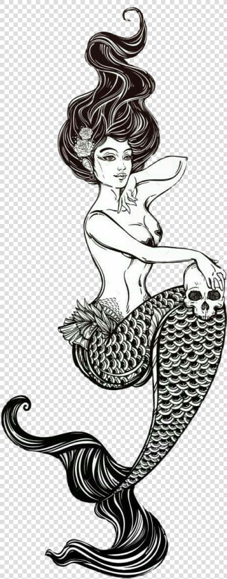 Mermaid Illustration Drawing Vector Graphics Clip Art   Mermaid Sitting On Moon  HD Png DownloadTransparent PNG