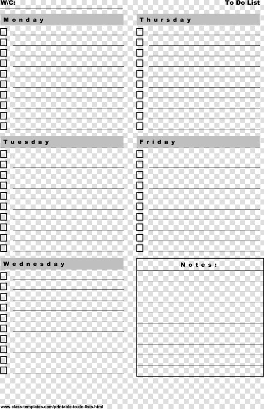 Printable To Do List Five Days A Week Main Image   Five Days To Do List  HD Png DownloadTransparent PNG