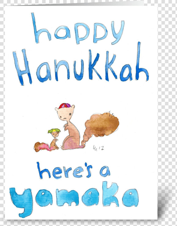 Happy Hanukkah Here S A Yamaka Greeting Card   Cartoon  HD Png DownloadTransparent PNG