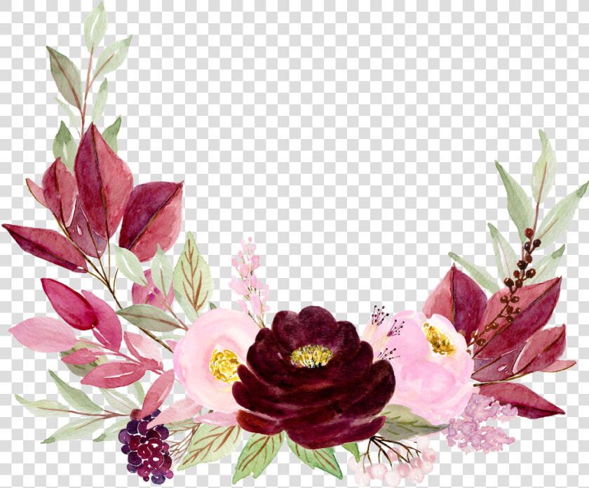 Freetoedit Ftestickers Clipart Decoration Watercolor   Watercolor Maroon Flowers Free  HD Png DownloadTransparent PNG