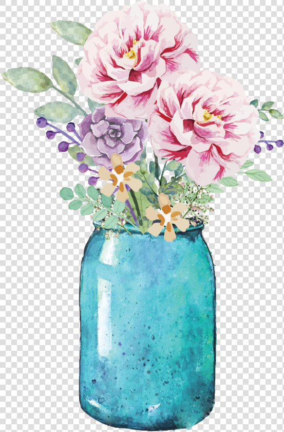 Vector Bouquet Mason Jar Flower   Rustic Mason Jar Clipart  HD Png DownloadTransparent PNG