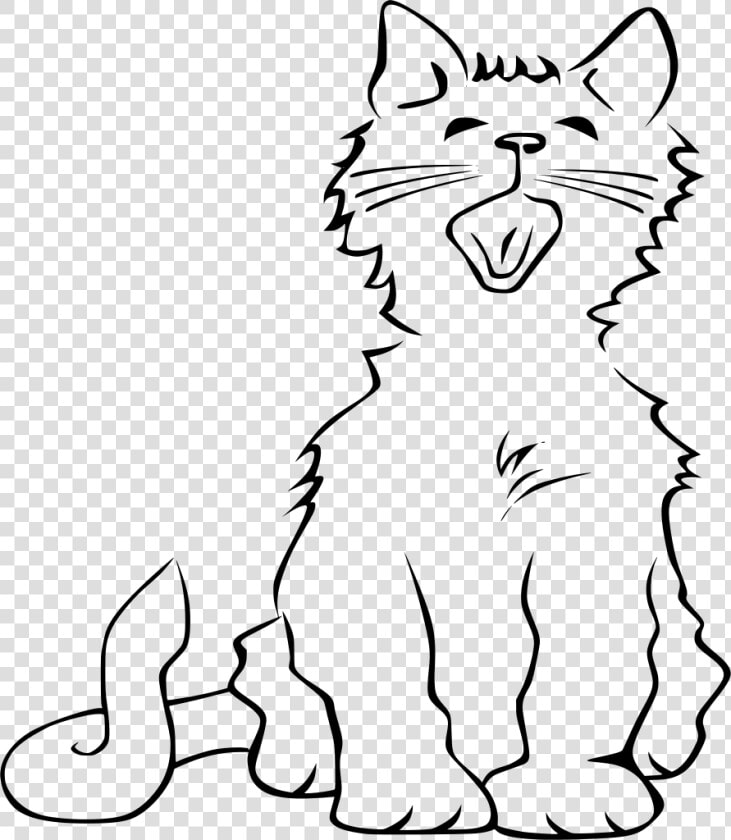 Cat Clipart White Free   Cat Meowing Clipart Black And White  HD Png DownloadTransparent PNG