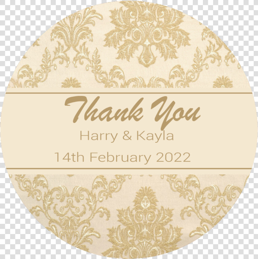 Personalised Damask Pattern Stickers Round Label Wedding   Thank You  HD Png DownloadTransparent PNG