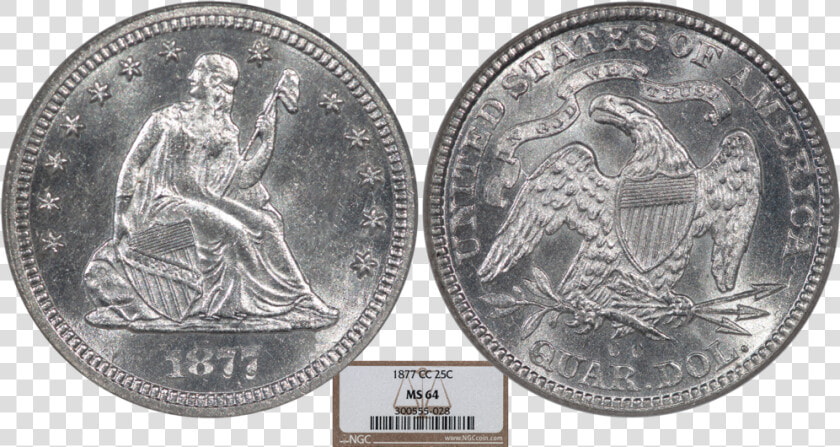 1877 cc Liberty Seated Quarter Dollar 25c Southgate  HD Png DownloadTransparent PNG