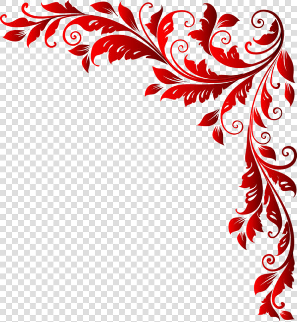 Corners Flower Frame  Flower Art  Decorative Borders    Красные Узоры На Прозрачном Фоне  HD Png DownloadTransparent PNG