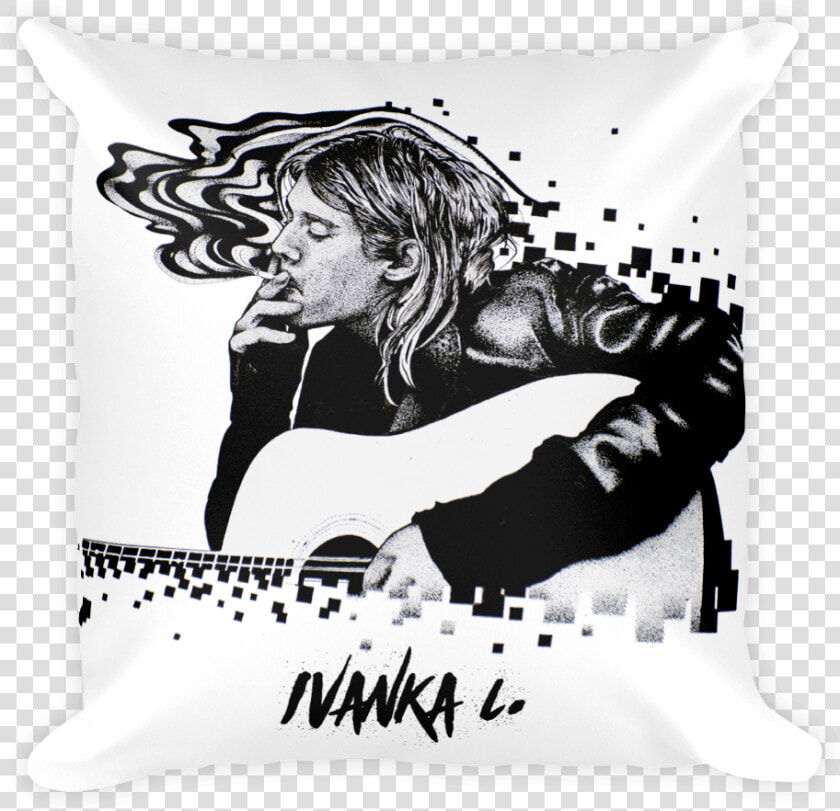 Kurt Cobain Smoking Square Print Pillow   Cushion  HD Png DownloadTransparent PNG