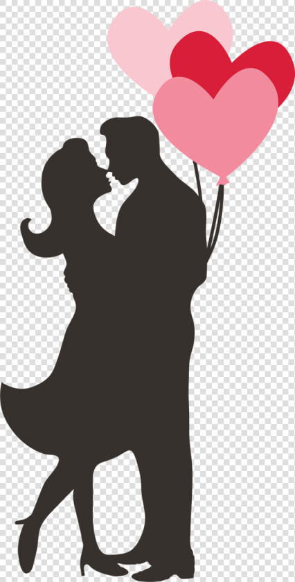 Couple Silhouette Svg Cut File   Couple With Balloons Silhouette  HD Png DownloadTransparent PNG