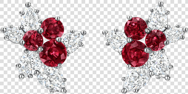 Berry Cluster By Harry Winston  Ruby And Diamond Earrings   Harry Winston Pearl And Diamond Earrings  HD Png DownloadTransparent PNG