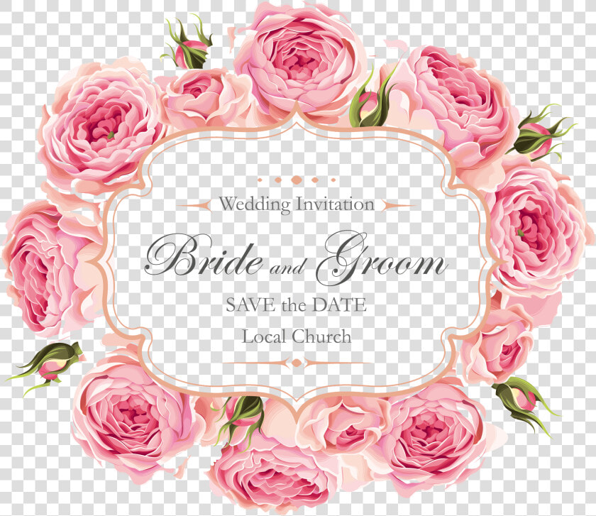 Rose Wedding Creative Roses Design Invitation Clipart   Heart Floral Wedding Invitation Background  HD Png DownloadTransparent PNG