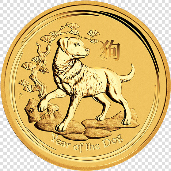 Lunar Ii Dog 1 10oz Gold Coin 2018 Front   2018 Lunar Gold Coin  HD Png DownloadTransparent PNG