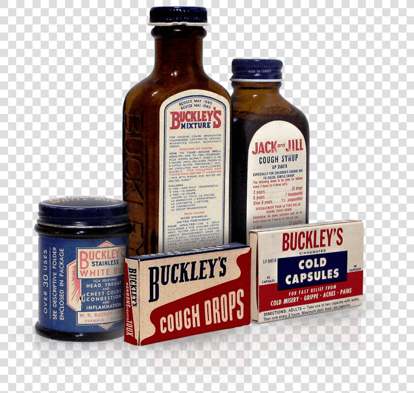 Four Original Bottles Of Buckley S Syrup   Chewing Gum  HD Png DownloadTransparent PNG