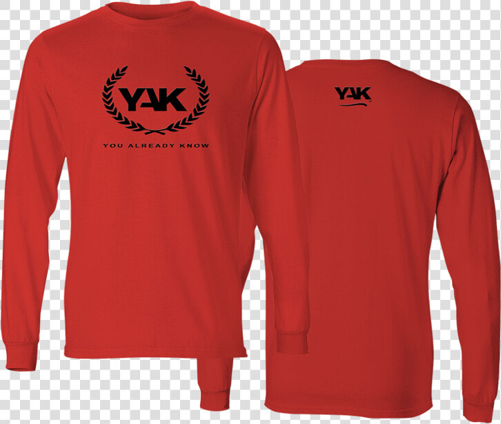 Yak Stylish Long Sleeve T Shirt 2 Red Front Back   Long Sleeve Red T Shirt Front Back  HD Png DownloadTransparent PNG