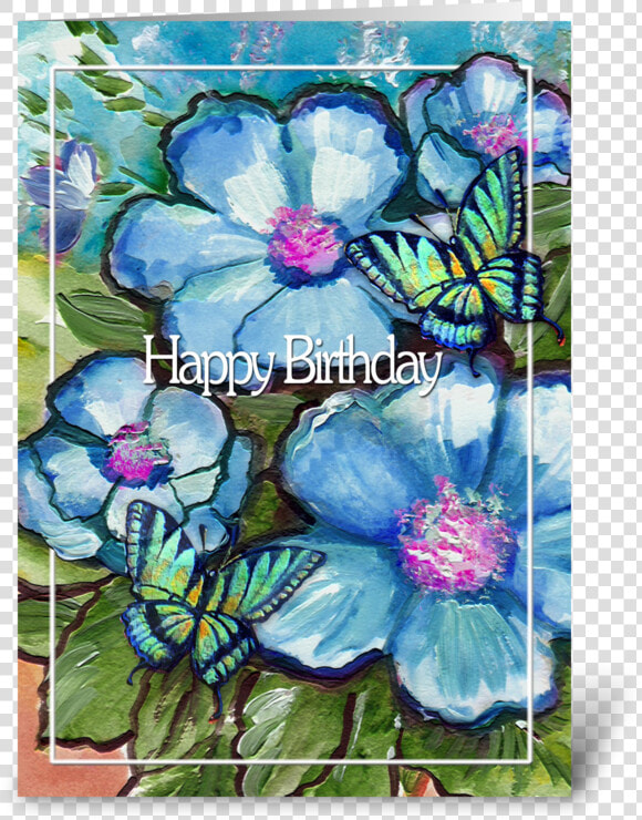 Birthday Flowers And Butterflies Greeting Card   Greeting Card  HD Png DownloadTransparent PNG