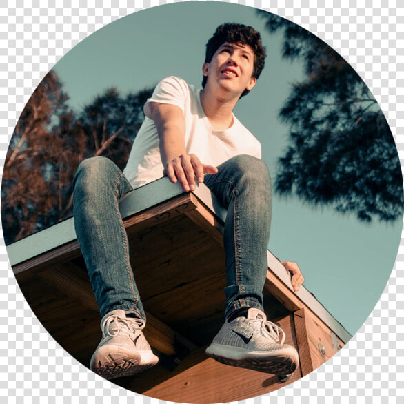 Teenaged Boy Sitting On Edge Of Deck   Guy Sitting On Roof  HD Png DownloadTransparent PNG