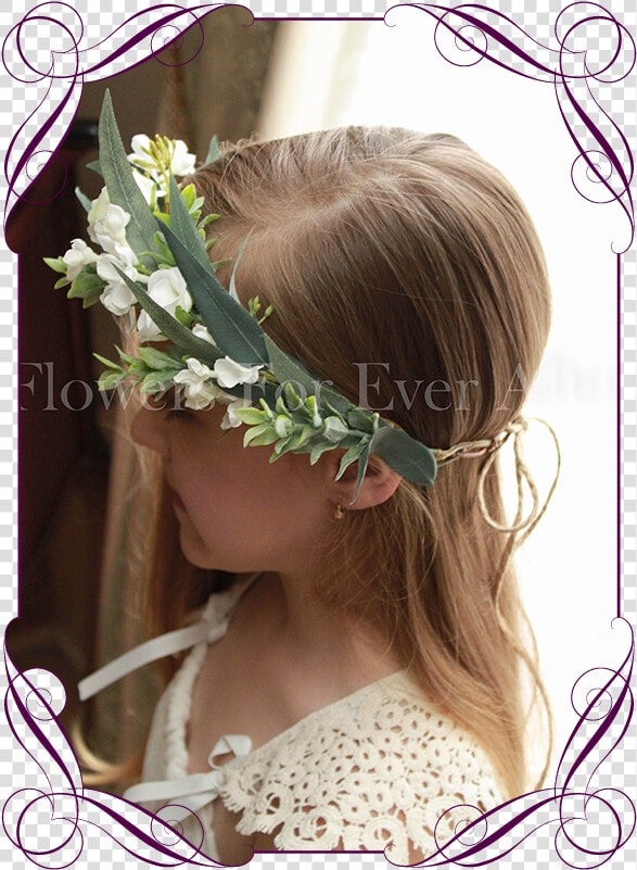 Silk Artificial White Wedding Floral Crown   Halo With   Girl  HD Png DownloadTransparent PNG