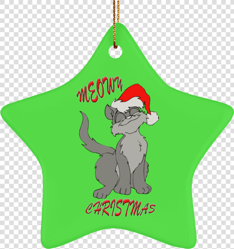 Meowy Cat Christmas Tree Ornament Green Round Oval  HD Png DownloadTransparent PNG