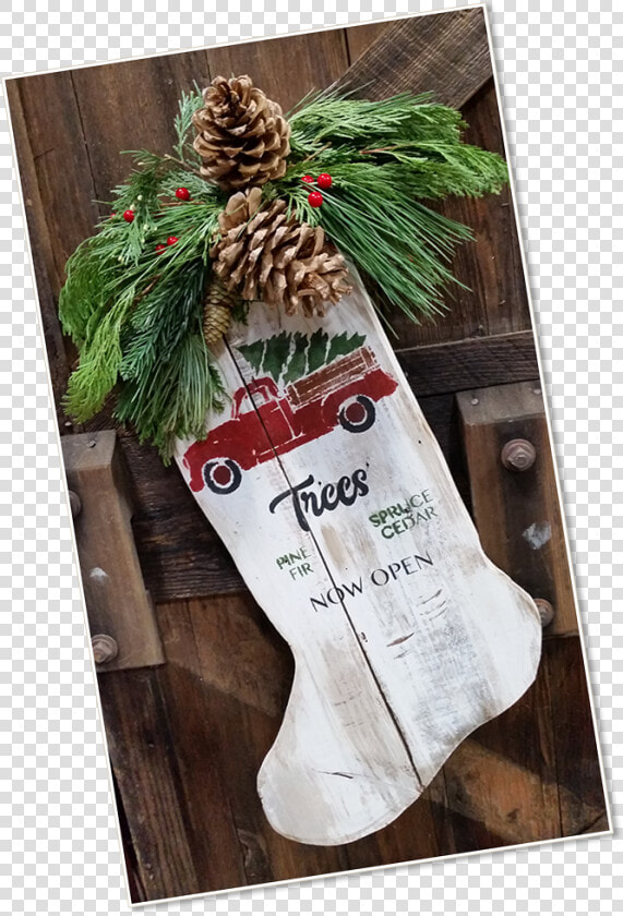 Image Of A Wooden Holiday Stocking   Christmas Stocking  HD Png DownloadTransparent PNG