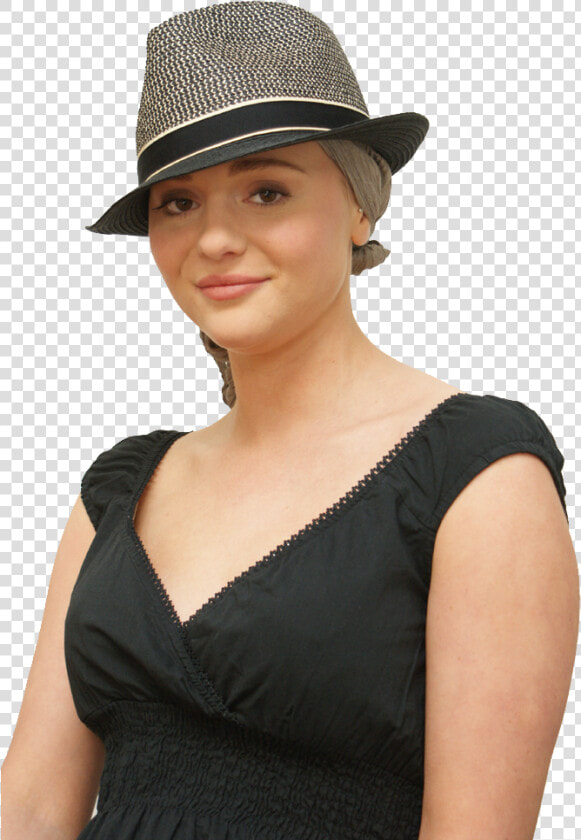 Black Paper Straw Chemo Hat Worn Over Bandana   Girl  HD Png DownloadTransparent PNG