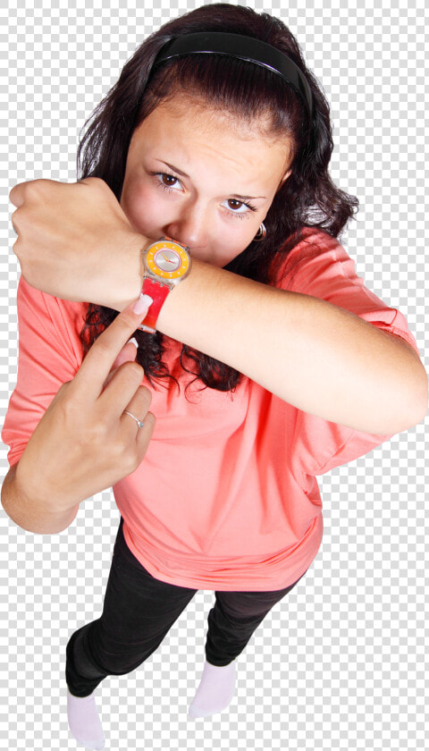 Young Girl Pointing Finger At Her Watch Png Image   Girl With Watch Png  Transparent PngTransparent PNG