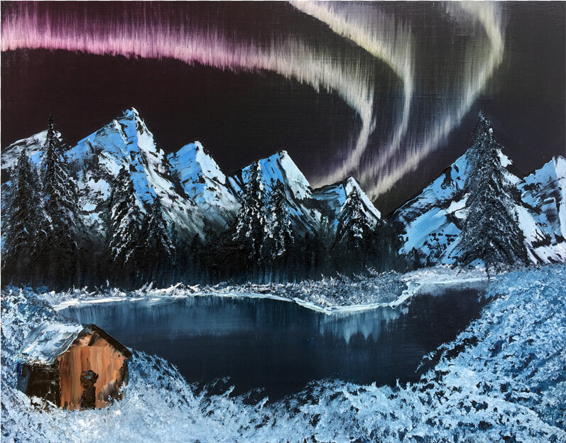 Northern Lights Acrylic Painting   Acrylic Northern Lights Painting  HD Png DownloadTransparent PNG