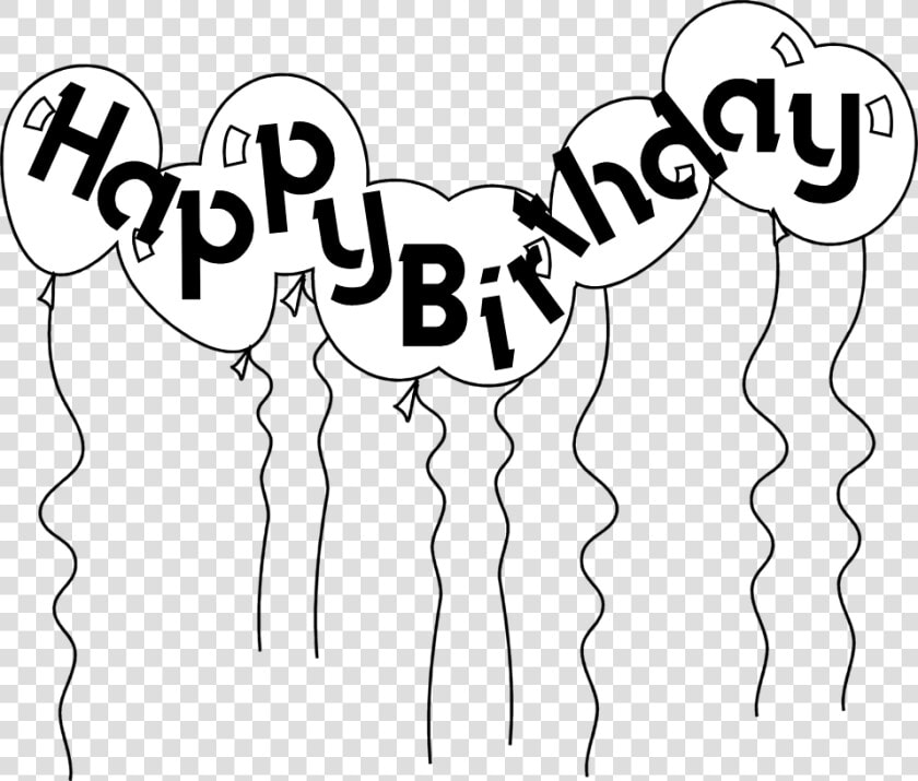 Happy Clip Art Library   Birthday Balloons Clipart Black And White  HD Png DownloadTransparent PNG