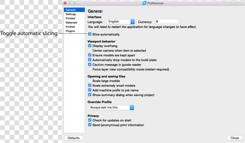 Automatic Slicing Data Viewer Slicing   Cura Preferences  HD Png DownloadTransparent PNG