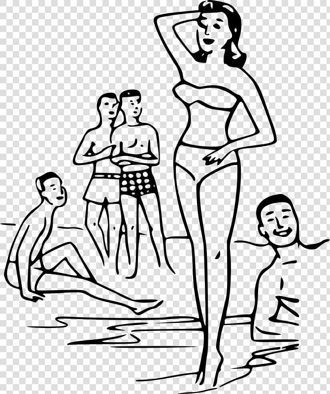 Beach With People Drawing   Png Download   People At The Beach Drawing  Transparent PngTransparent PNG