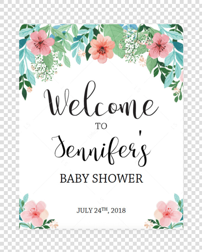 Floral Shower Welcome Sign Printable By Littlesizzle   Printable Baby Shower Predictions  HD Png DownloadTransparent PNG