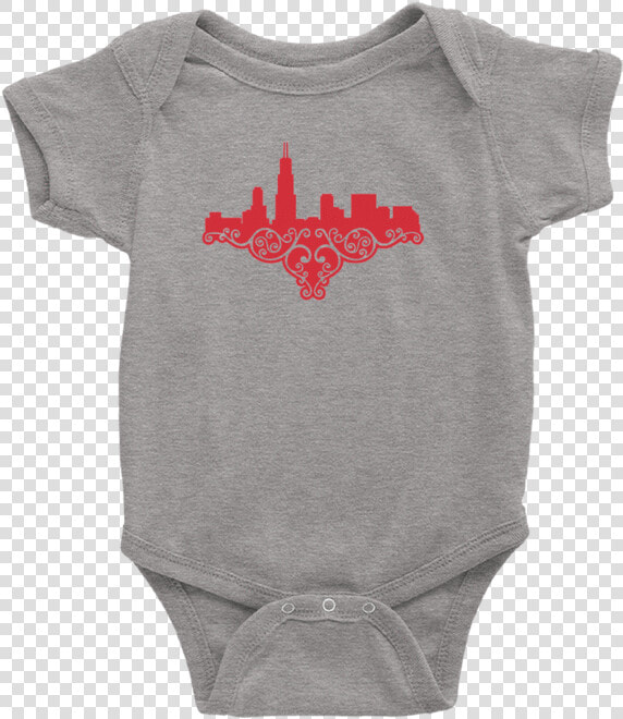 Heather Grey Baby Onesie With Red Chicago Skyline Design  HD Png DownloadTransparent PNG