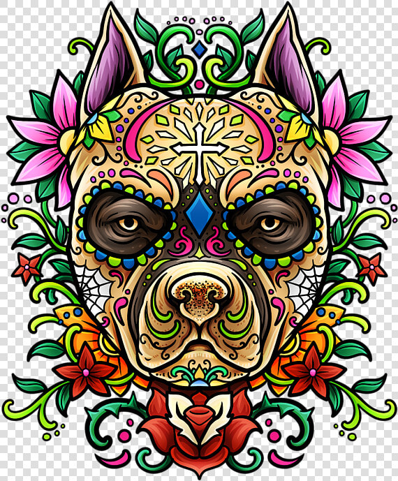 Sugar Skulls Pitbull  HD Png DownloadTransparent PNG