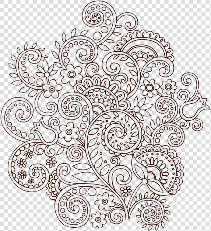 Tattoo Paisley Flower Vine Twining Illustration Vector   Ornament Flower Pattern  HD Png DownloadTransparent PNG