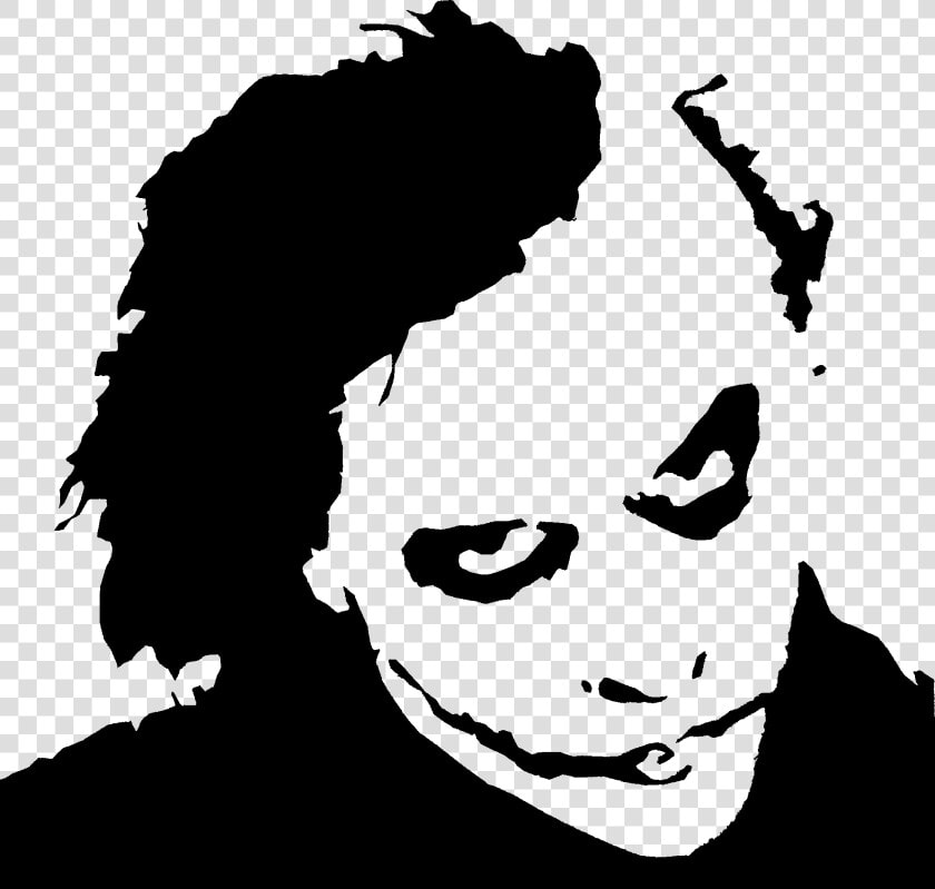 Heath Ledger Joker Stencil   Joker Clipart Black And White  HD Png DownloadTransparent PNG