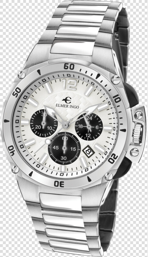 Elmer Ingo Sporty Chronograph White  amp  Black   Chronograph  HD Png DownloadTransparent PNG