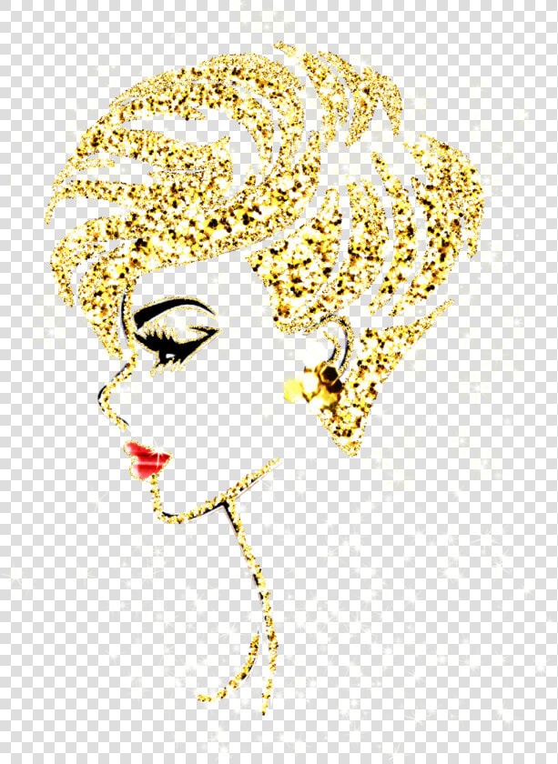  gold  glitter  sparkle  red  lips  profile  lady  face   Golden Girl Face Png  Transparent PngTransparent PNG