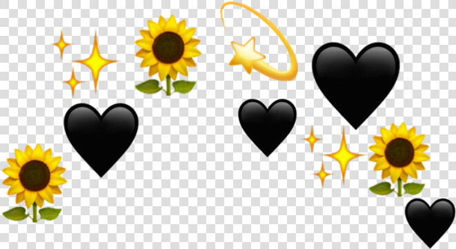  sunflower  crown  emoji  yellow  heart  black   Transparent Flower Crown Yellow  HD Png DownloadTransparent PNG