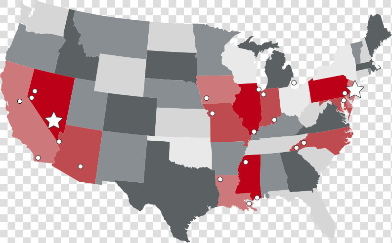 Caesars Rewards Map Featuring States Highlighted In   Smoking Ban States  HD Png DownloadTransparent PNG