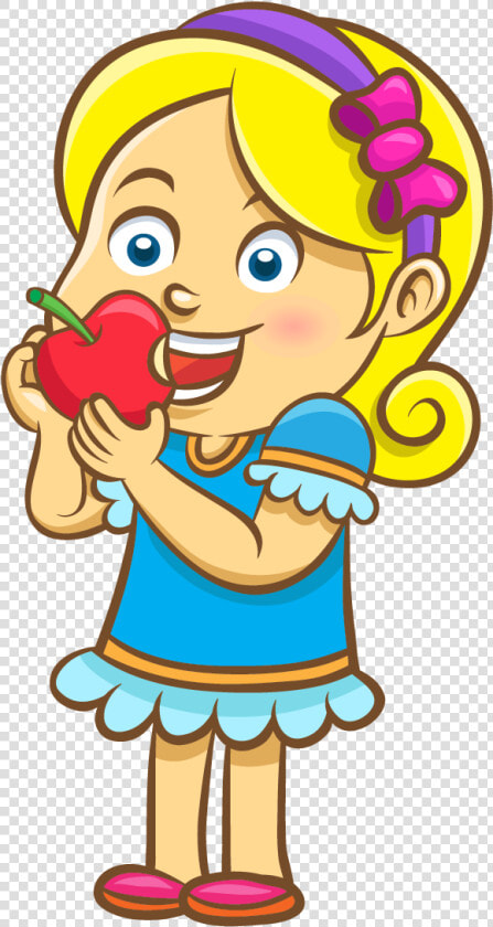 Apple Girl Cartoon Transprent Png Free Download   Girl Eating Apple Clipart  Transparent PngTransparent PNG