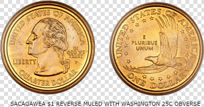 Sacagawea  1 Reverse Muled With Washington 25c Obverse   Coin  HD Png DownloadTransparent PNG