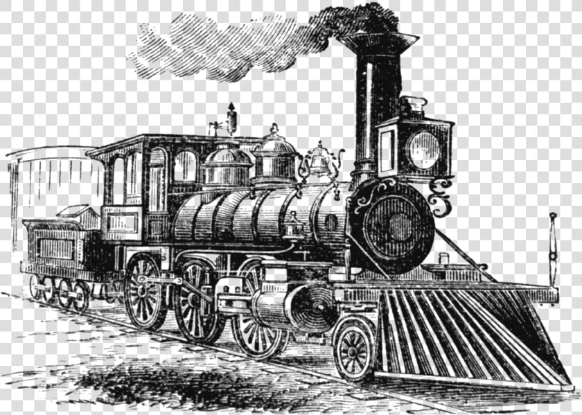 Vintage Locomotive Train Drawing Transparent Image   Second Industrial Revolution Drawing  HD Png DownloadTransparent PNG