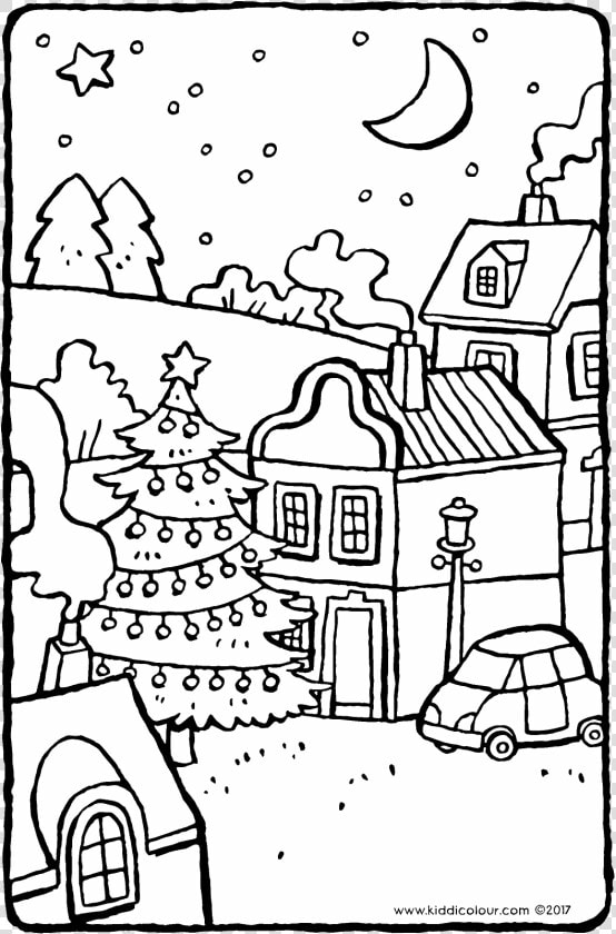 Christmas Tree In The Village Colouring Page Page Drawing   Christmas Day  HD Png DownloadTransparent PNG