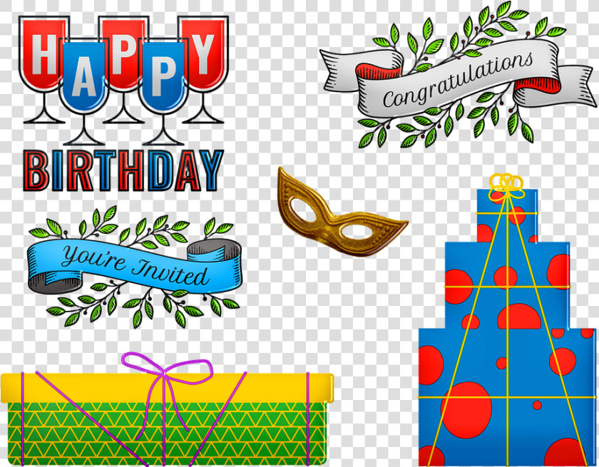 Birthday Items  Gifts  Cake  Happy Birthday  Tag  HD Png DownloadTransparent PNG