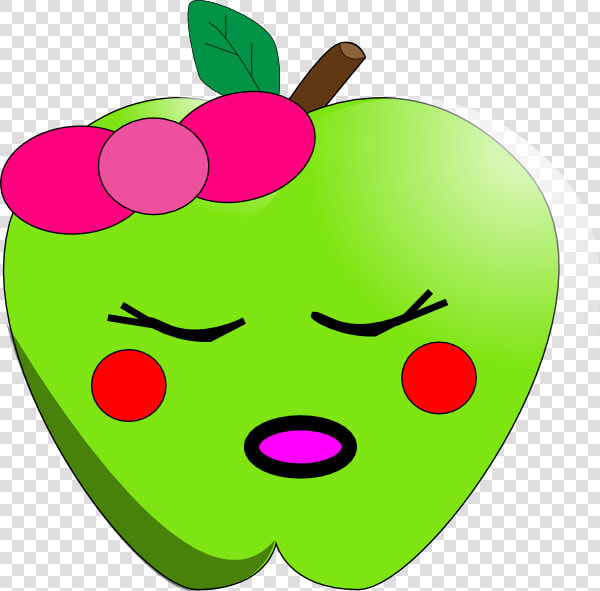 Sleeping Apple Svg Clip Arts   Happy Green Apple Clipart  HD Png DownloadTransparent PNG