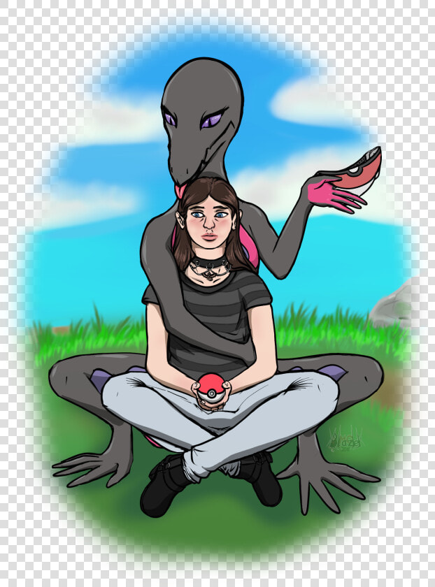 Salazzle And Her Pet Trainer   Illustration  HD Png DownloadTransparent PNG