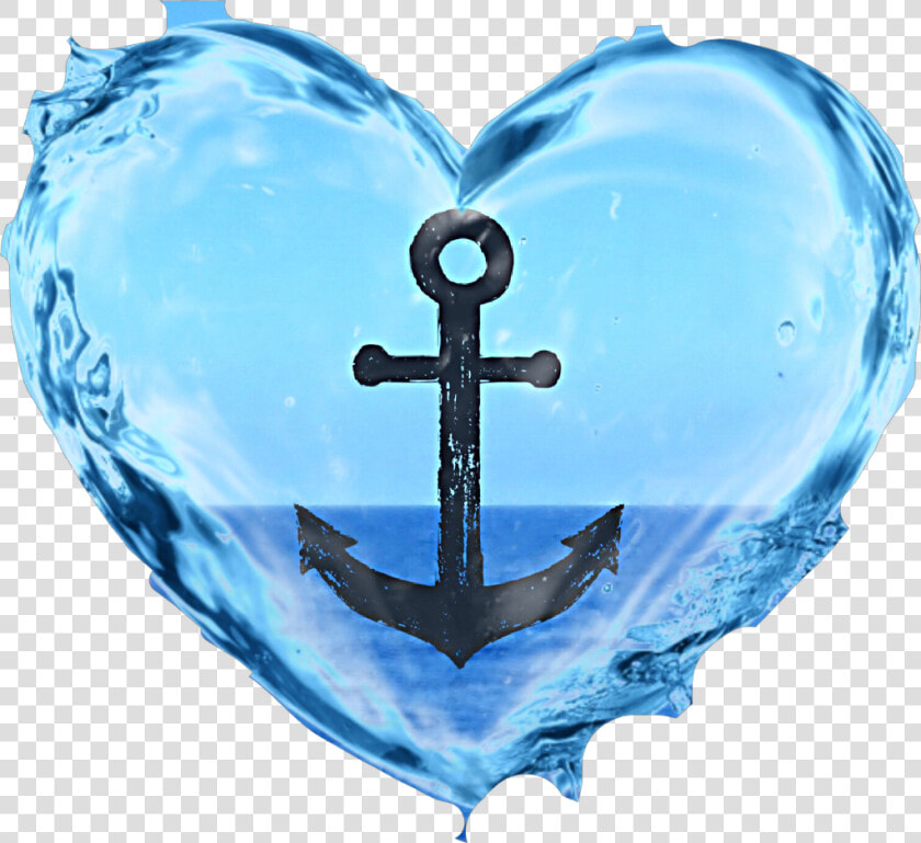  anchor  water  waves  blue  cute  heart   Transparent Background Blue Love Heart  HD Png DownloadTransparent PNG