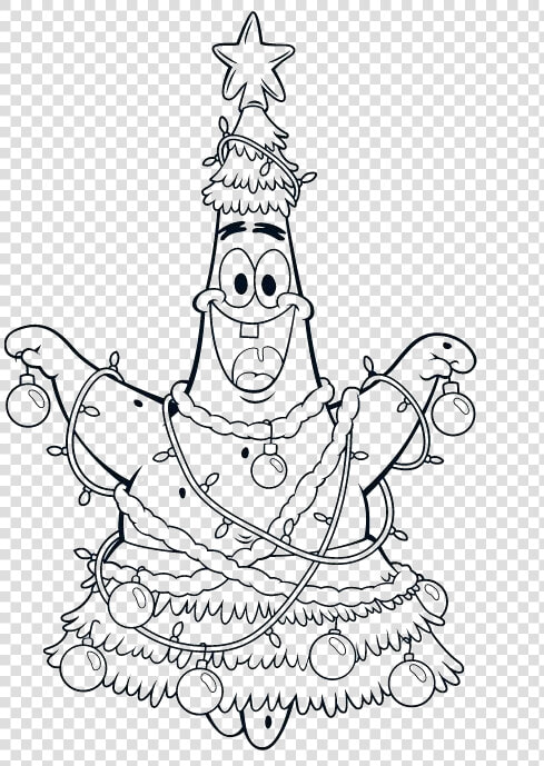 Patrick Friend Spongebob Christmas Very Happy Coloring   Patrick Spongebob Coloring Page  HD Png DownloadTransparent PNG