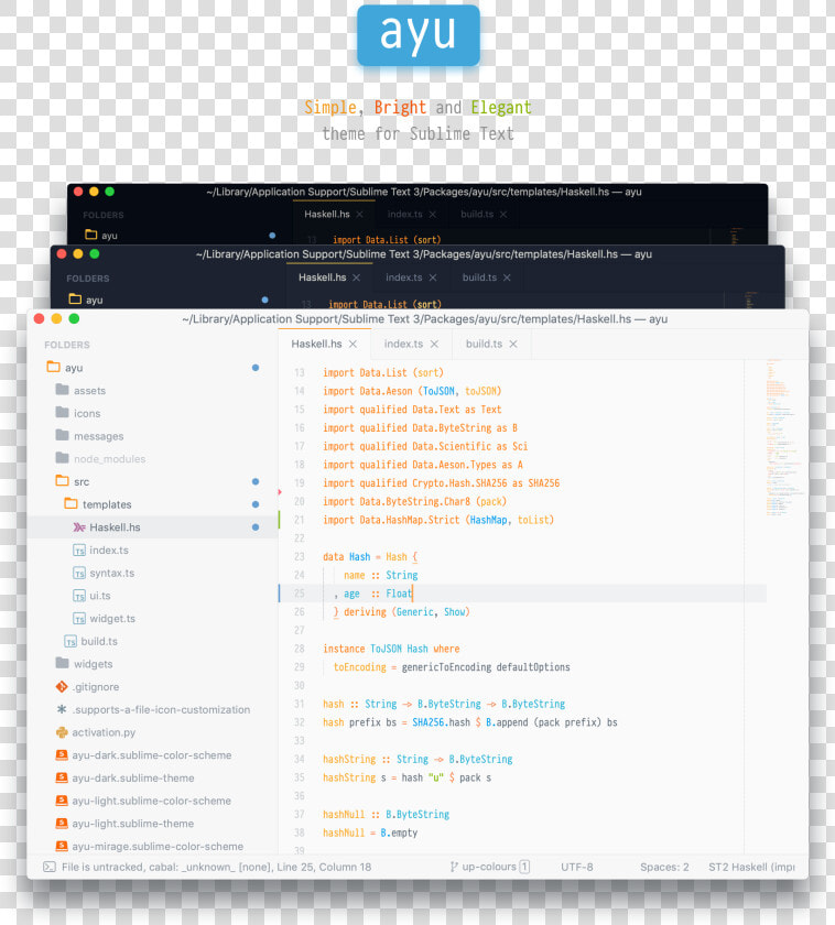 Ayu   Ayu Theme Sublime Text 3  HD Png DownloadTransparent PNG