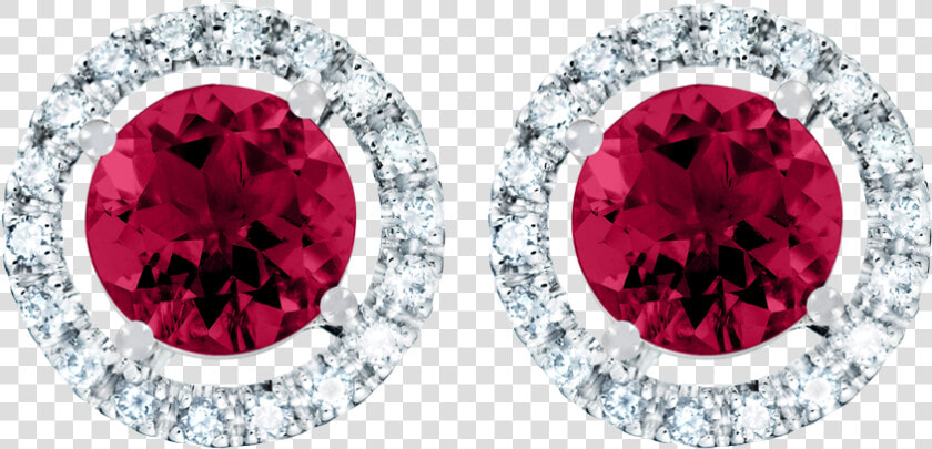 Stud Earrings Halo Ruby Red In White Gold   Earrings  HD Png DownloadTransparent PNG