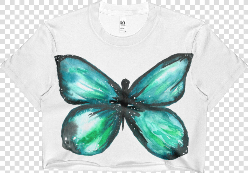 Green Butterfly Edgy Ladies Crop Top   Lycaenid  HD Png DownloadTransparent PNG